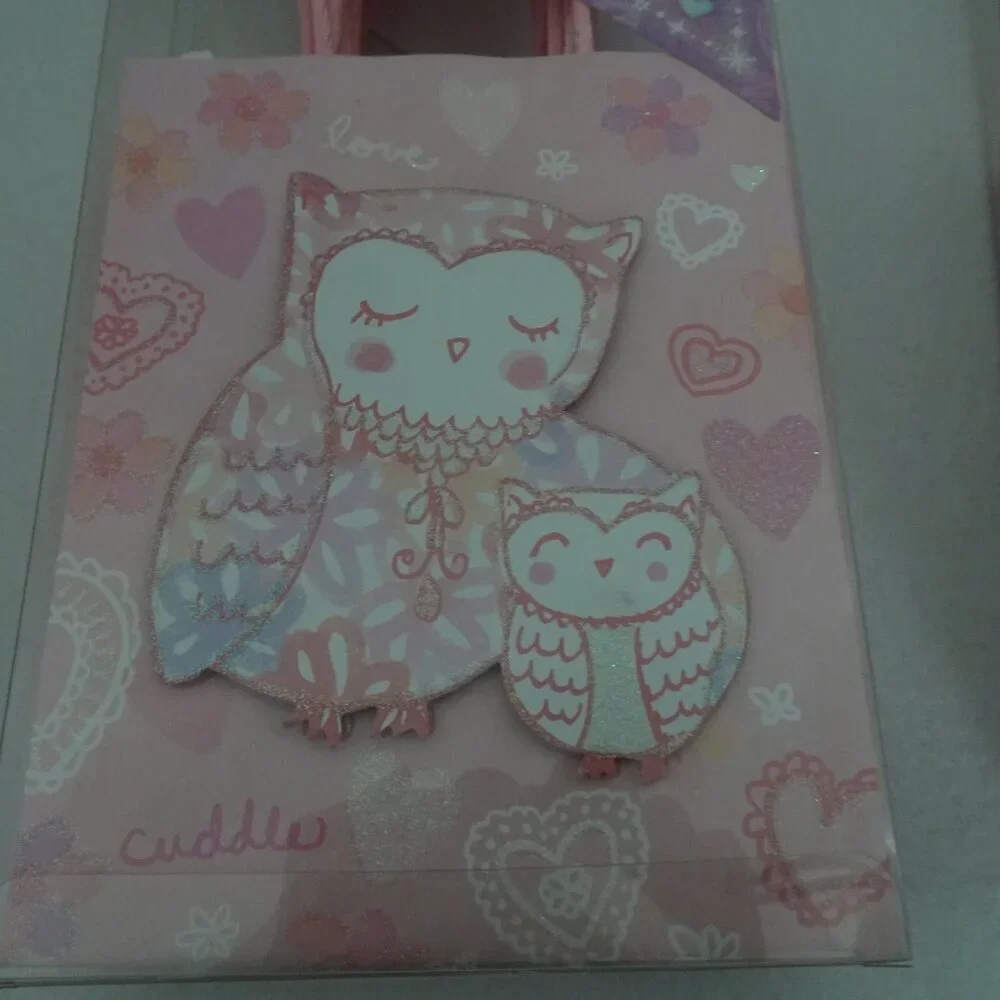24 Punch Studio Pink Owl Gift Bags Glitter Hearts Birthday Party Loot Swag 7